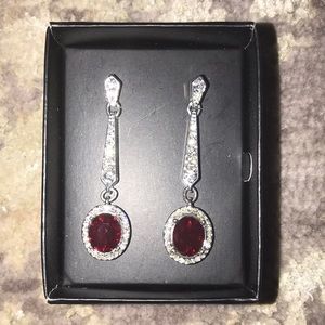 Earrings red and silver new